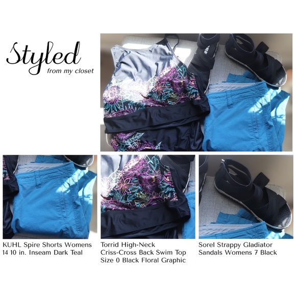 Torrid High-Rise Allover Smooth Swim Bottom Size 1 Black Floral Graphic - Picture 7 of 7